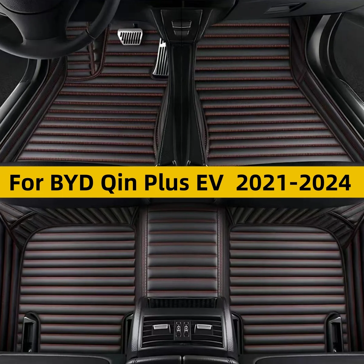 Car Floor Mats Fit For BYD Qin Plus EV 2021 2022 2023 2024 Wear‑Resistant Full‑Set Single Layer Leather Car Floor Mats