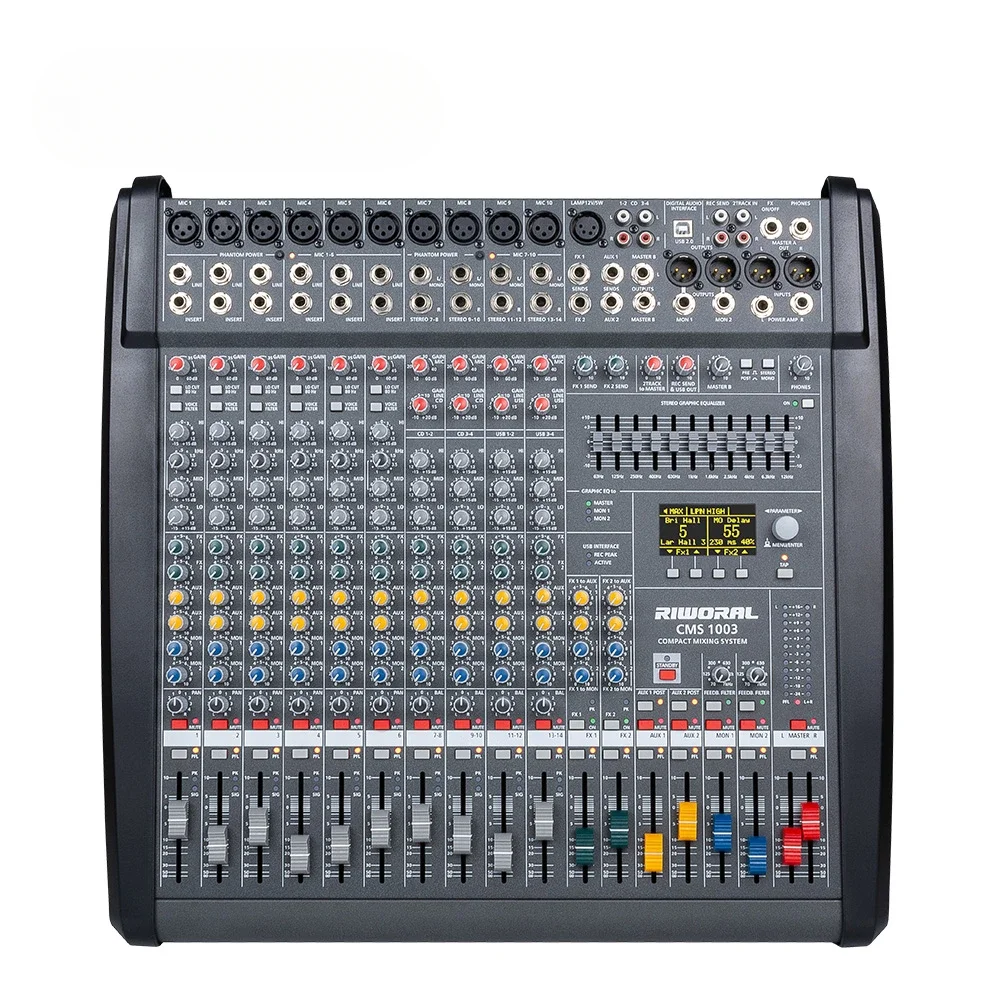 Professional CMS1003 Audio Mixer 48 Sets Of Stereo Digital Effects 199 DSP USB Recording Good Quality Metal Stage Mixer