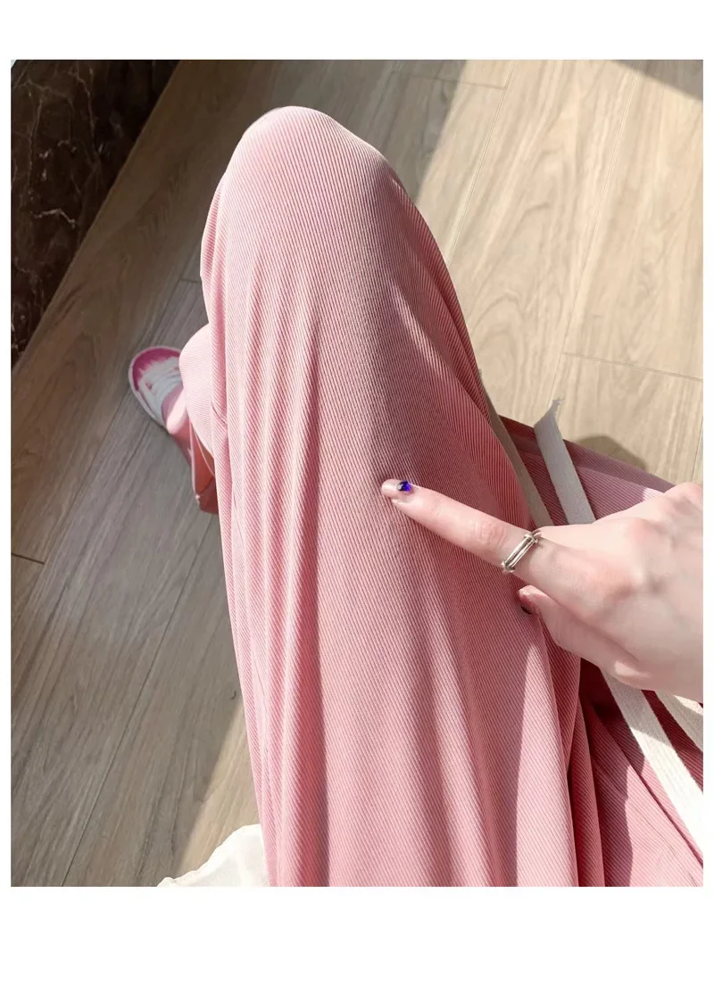 2024 Summer New Casual Comfortable Wide Leg Pants Women's Straight Sports Pants Small Tall Waist Slipping Casual Pants
