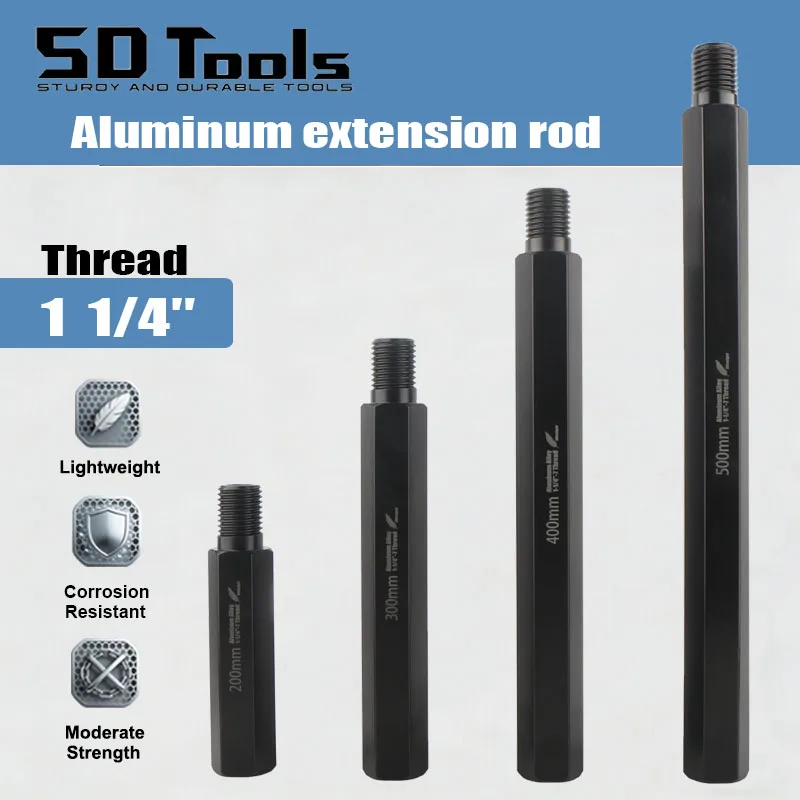1-1/4 Thread Diamond Core Bit Extension Rod For Drilling Rig 200-500mm Aluminum Connecting Rod Adapter 1-1/4 Diamond Drill Tools