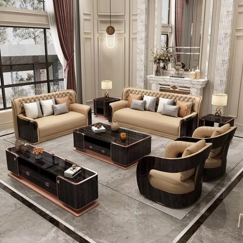 

Modern luxury living room furniture two-seat three-seat four-seat leather sofa set full set of furniture living room