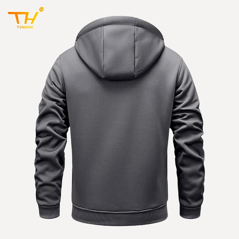 TINGHUO 2024 Winter hoodie men cashmere warm men's sweater cardigan jacket thick Sweatshirt male