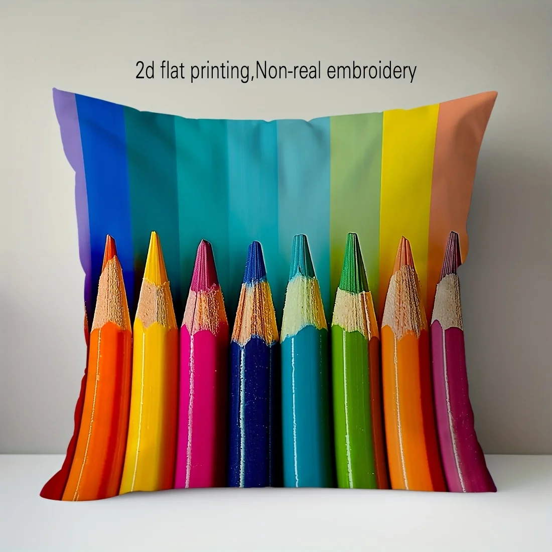1pc Colored Pencils Themed Printed Throw Pillow Cover, Suitable for Sofa, Bedroom, Living Room, a Creative Gift for Art Lovers.