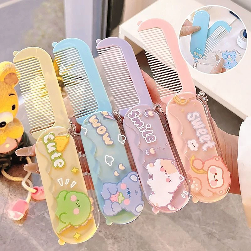 1pc Mini Baby Girls Hair Brush Cute Cartoon Bear Hair Comb Small Portable Kids Girl Hair Brush Hair Accessories