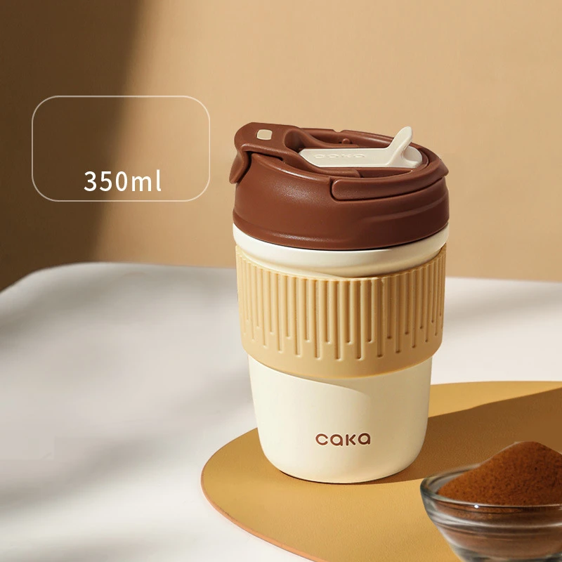 Ceramic Inner Coffee Thermos Cup Portable Travel Coffee Cup High-end Straw with Lid Exquisite Gift Ceramic Mugs Tea Cups Drink