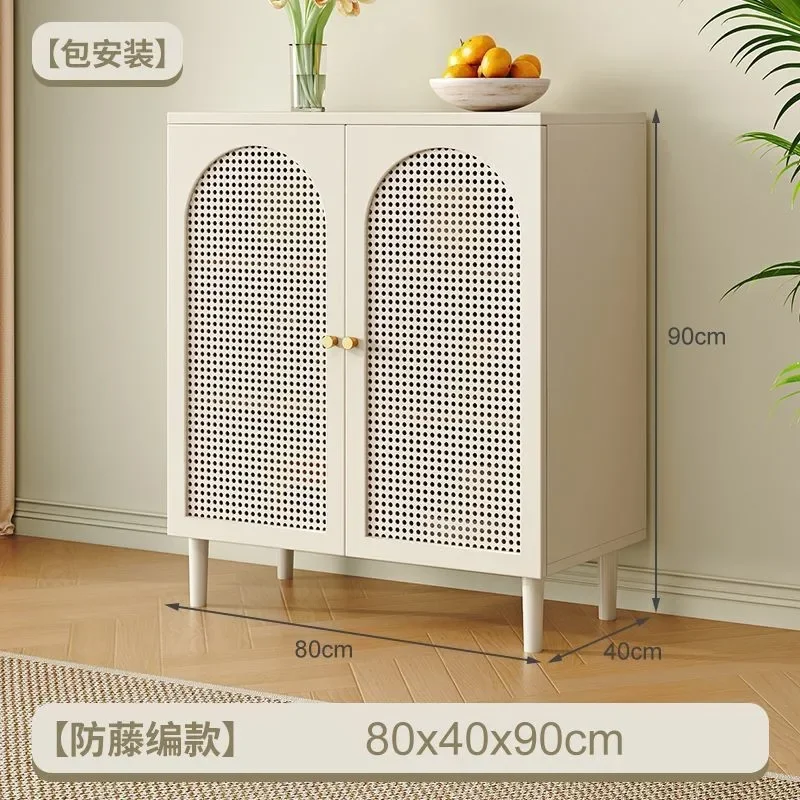 Modern minimalist rattan woven storage cabinet for small household kitchens, sideboards, wall leaning cabinets, luxurious entran