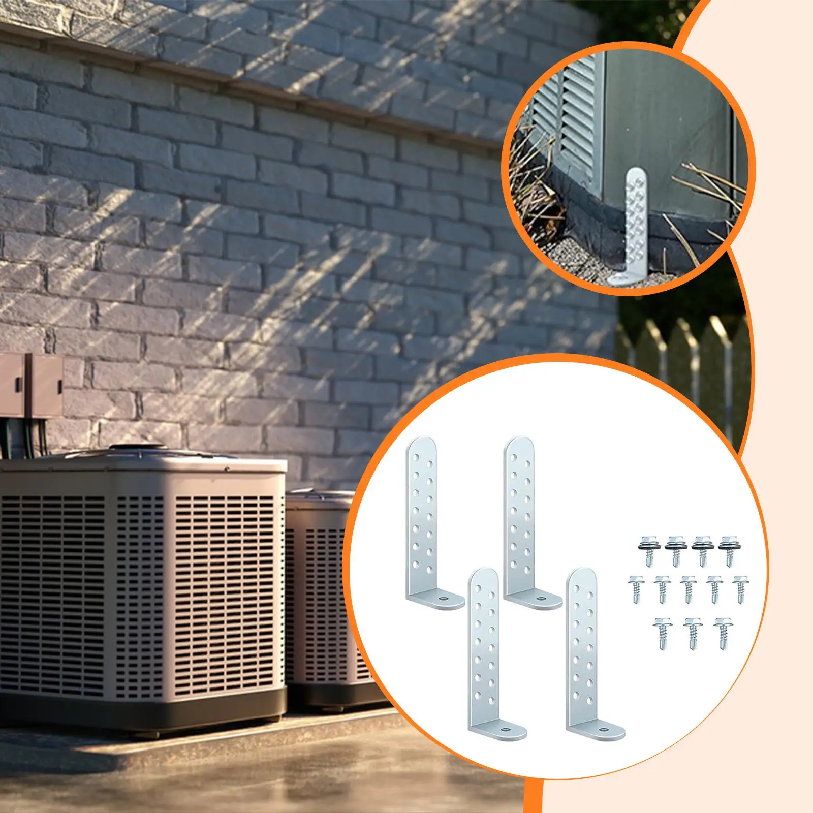 나사가 포함된 허리케인 콘덴서 브래킷 4개, 금속 휴대용 타이 다운 키트