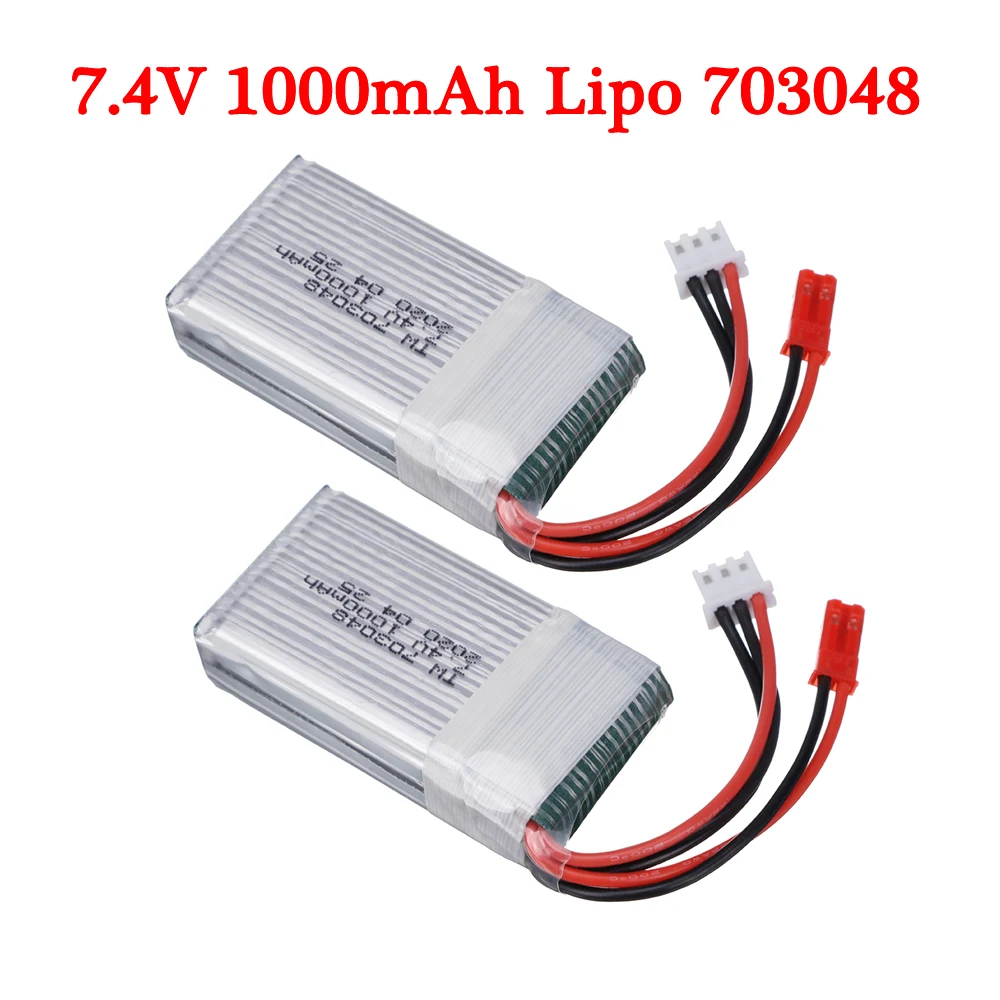 2 pz 7.4 V 1000 mah 703048 batteria Lipo per MJXRC X600 telecomando RC Drone pezzi di ricambio 1000 mah 7.4 V 2S batteria ricaricabile