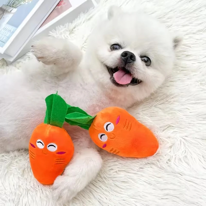 

Pet Toys Carrot Chicken Legs Bone Dog Chew Toy Stuffed Squeaking Cute Plush Puzzle for Small Dog Puppy Chew Squeaker Squeaky Toy