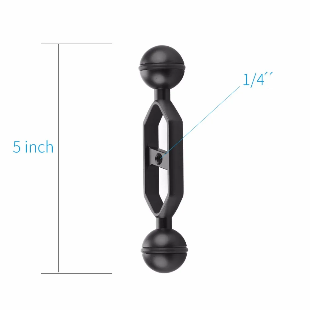Aluminiumlegierung Tauchen Licht Taschenlampe Dual Kugelgelenk Arm und 2 Schmetterling Clip Klemmhalterung für Unterwasserfotografie Kamera – Detail 7