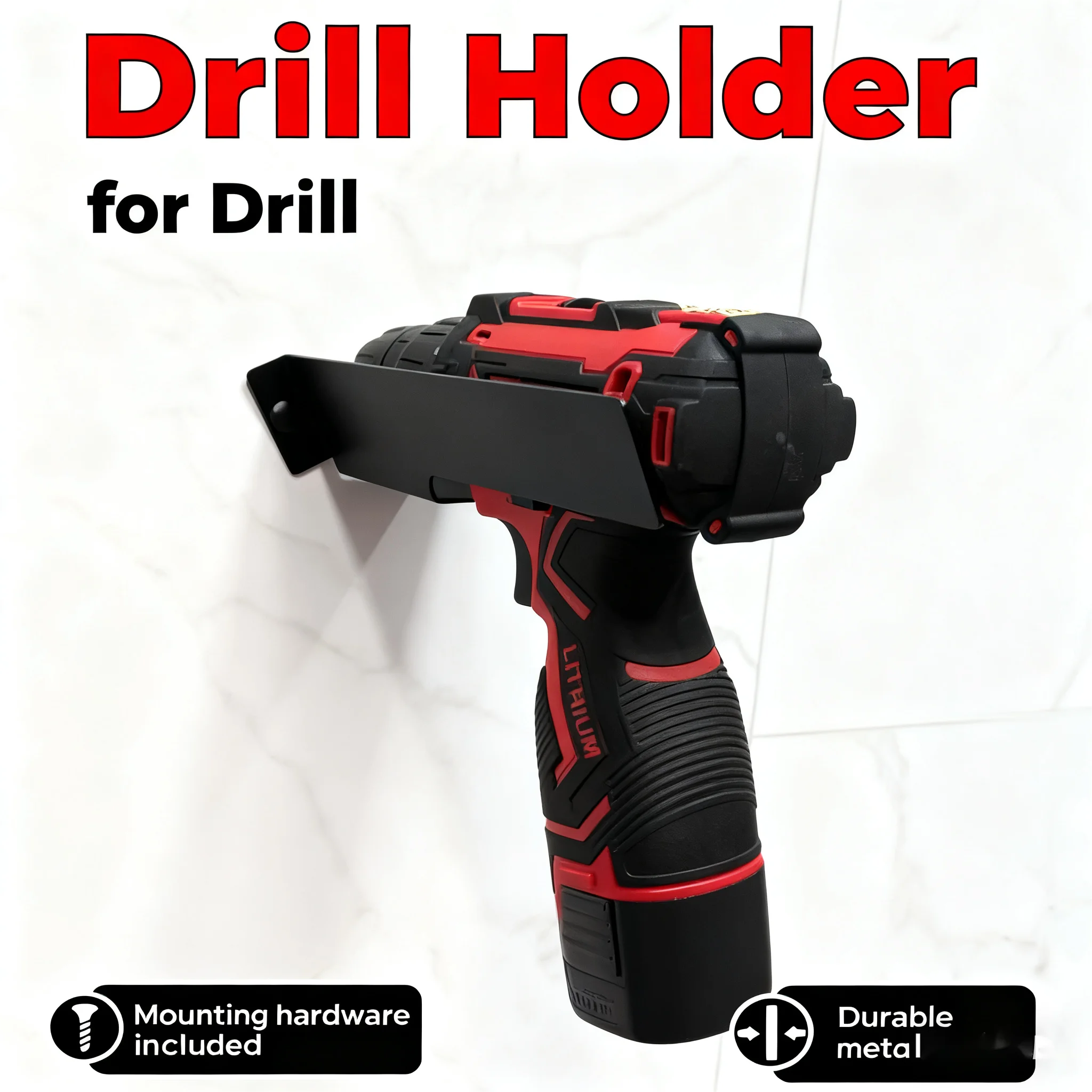Heavy-Duty Electric Drill Wall Mount, Metal Tool Organizer Suitable for Cordless Screwdrivers, Garage Workshop Wall Tool Storage