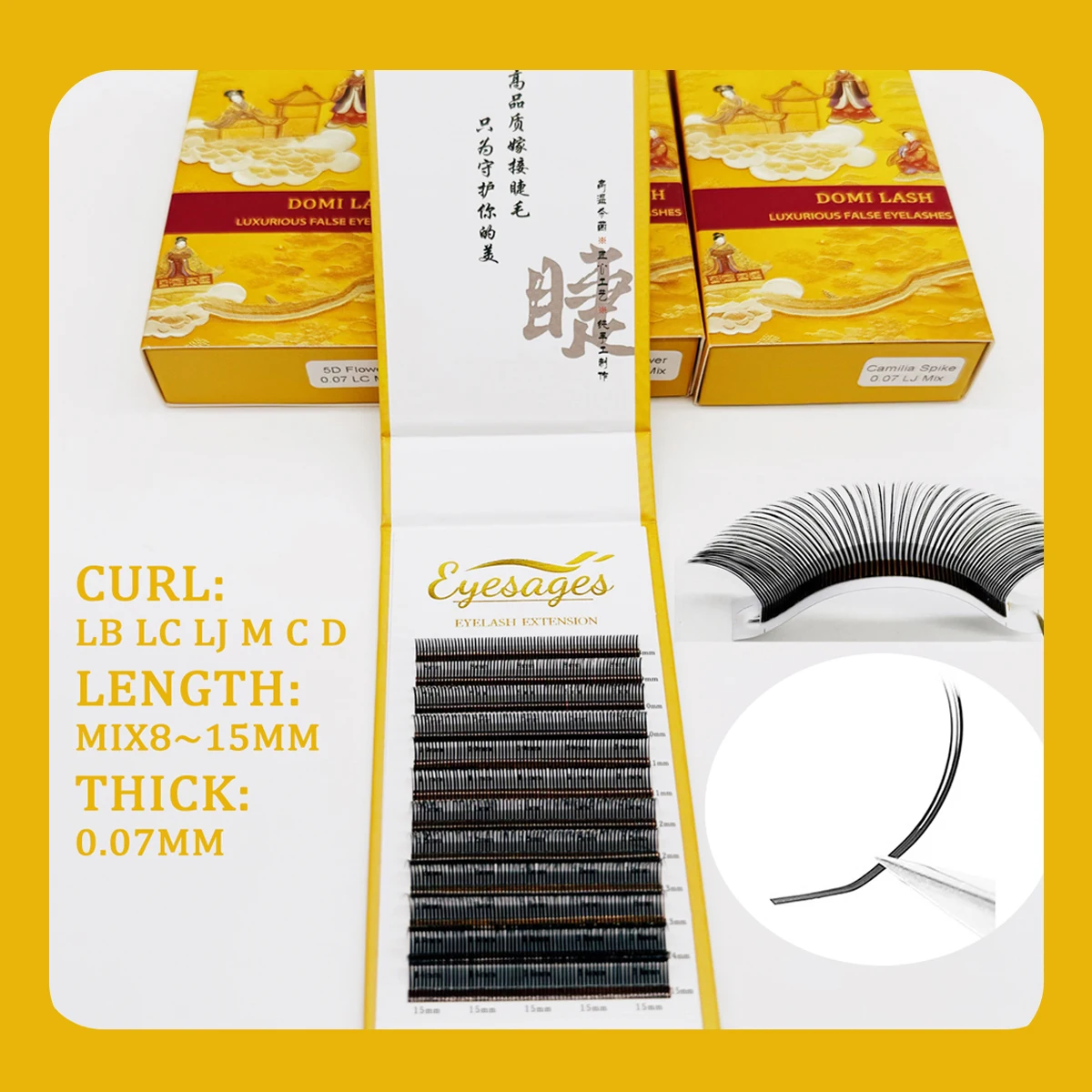 Domi LB LC M Curl 5D زهرة جلدة رمش ملحقات سبايك رقيق حجم المشجعين Wispy الطبيعية مجموعات مسبقة الصنع الجنية فلورا جلدة