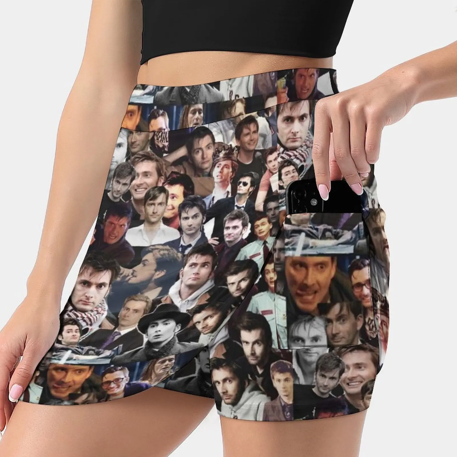 

David Tennant Collage Women's skirt Mini Skirts A Line Skirt With Hide Pocket David Tennant Collage Who Actor Bbc