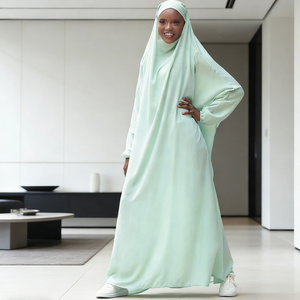 

Мусульманское молитвенное платье-абайя с капюшоном, цельное, для Рамадана и Ид, исламская одежда, абайи, арабский халат, дубайский кафтан