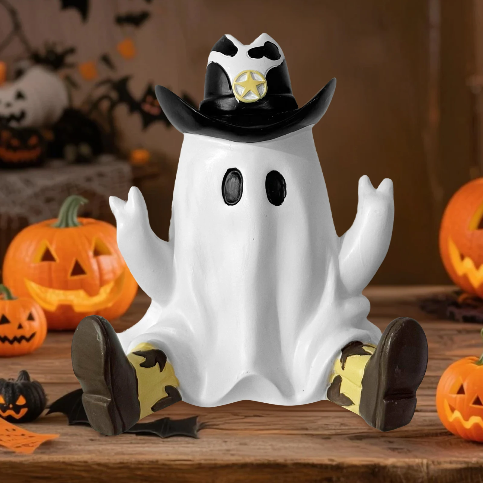 Cowboy Specter Statue Ornaments with Boots Resin Ghost Craft Ornament Funny Specters Ornaments for Home Kitchen Fireplace