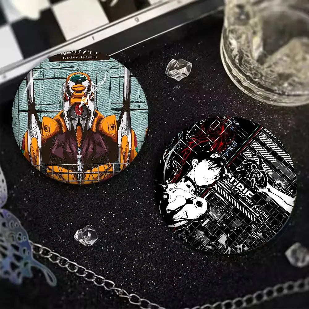 Anime Classic E-evangelion Round Button Pins Slogan Creative Brooches Backpack Clothes Decoration Fashion Cartoon Jewelry Gifts