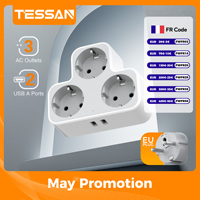 TESSAN EU Multi Wall Outlet Power Strip Extender with USB Charging Ports Europe Korea Plug Electric Wall Socket Adapter for Home