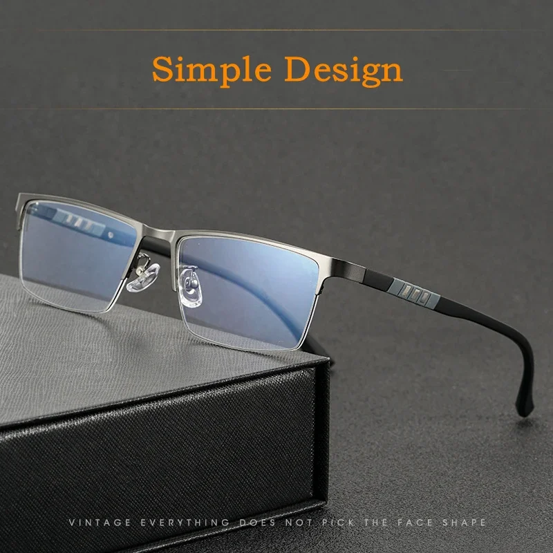 

Business Ultralight Titanium Alloy Eyeglasses Frame Myopia Fashion Optical Prescription Half Frame Eyewear Men P9806 Custom Lens