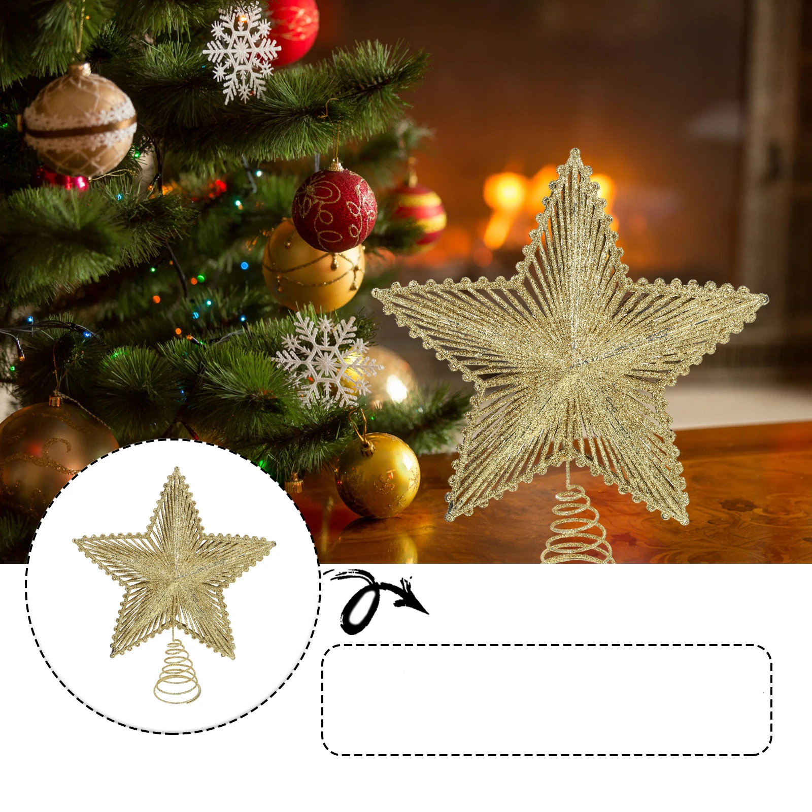 

1Pcs Sequins Pentagram Tree Star Treetop Decoration Realistic Texture Easy to Use Christmas Tree Accessory Treetop Adornment