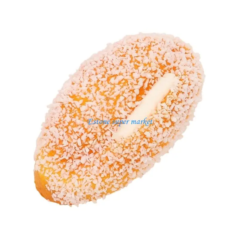 090B Handheld Bread Design Sensory Toy, Slow Rising Soft PU Squeeze Toy for Travel Carry and Office Play