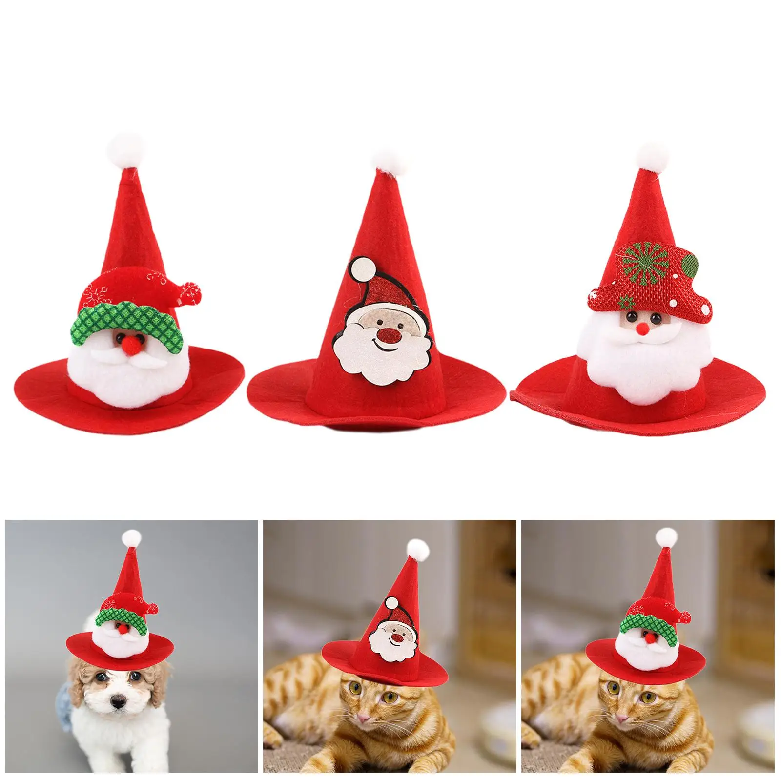 Pet Christmas Hat Headgear Holiday Pet Accessories Photo Props Pet Outfit Lovely Cat Headwear for Festival Xmas Parties