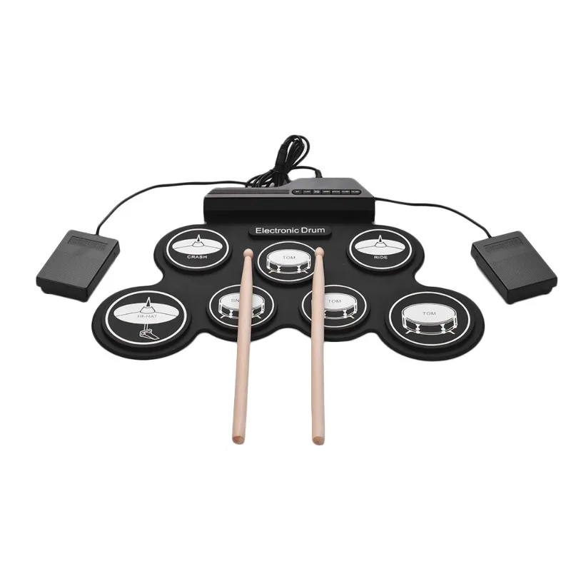 Silicone Roll‑Up Electronic Drum With 3D Pattern Nice Tone Usb Percussion Drum Kit Portable Musical Instrument