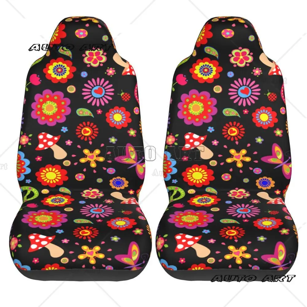 Funny Wallpaper Mushroom  2PCS Car Seat Cover Anti Fouling Front Seat Cushion Car Truck SUV Protective Cover  seat cover