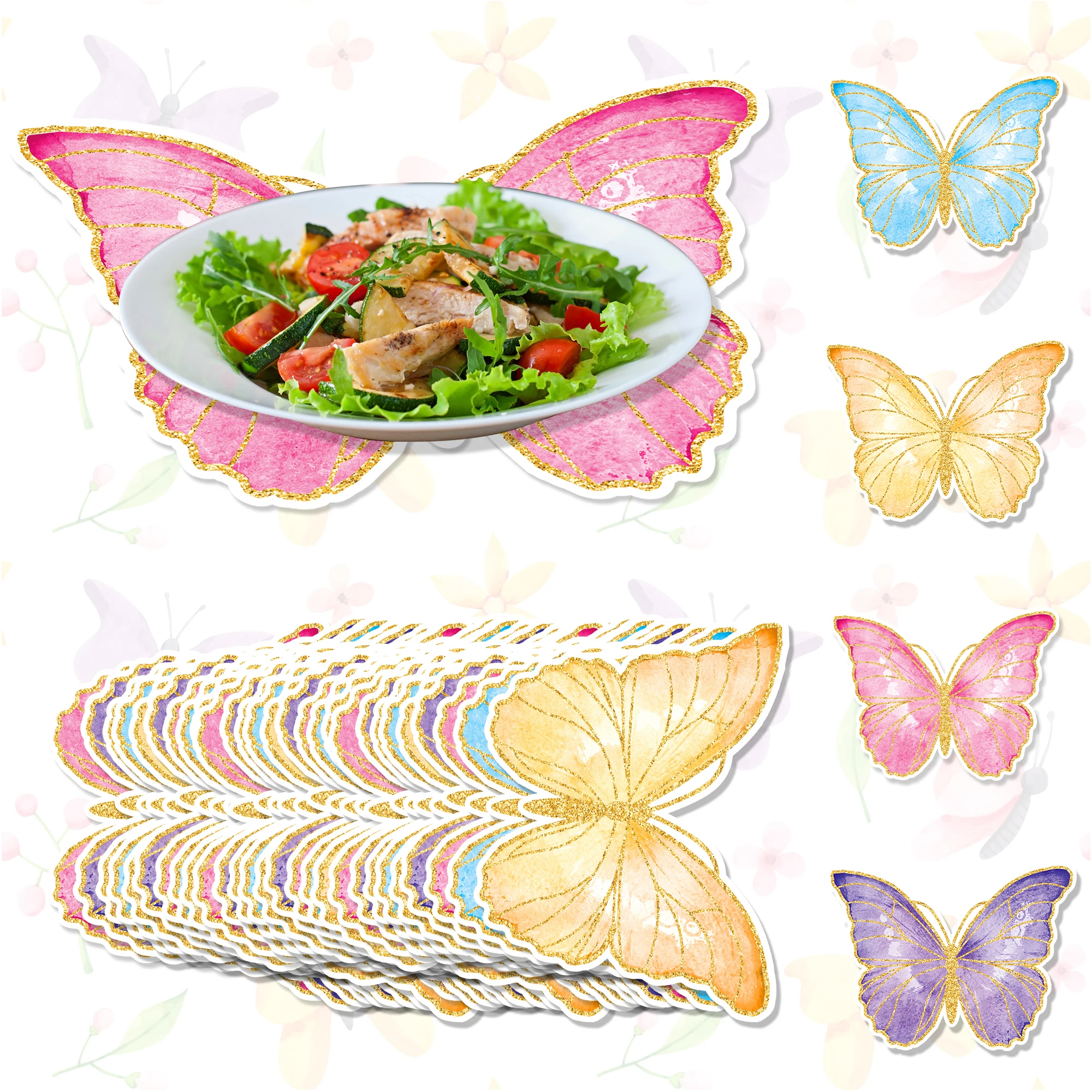 Mantel Individual desechable con forma de mariposa de dibujos animados para celebraciones de cumpleaños, tapete de mesa, accesorios de decoración para mesa de comedor, regalo de fiesta, 10 piezas