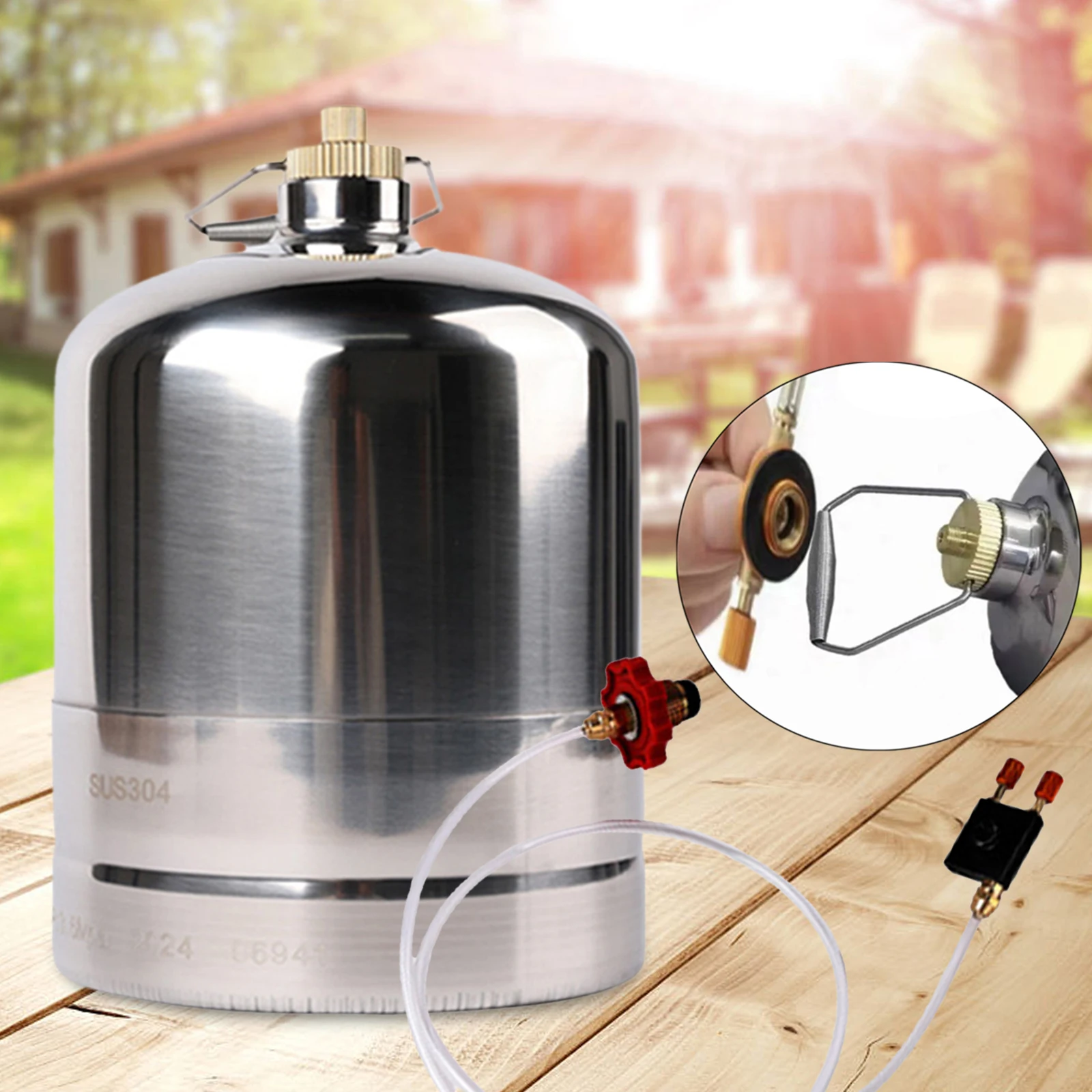 Stainless Steel Refillable Gas Bottle Inflatable Empty Gas Cylinder Bottle Gas BurnerFuel Canister for Cookware Outdoor GasStove