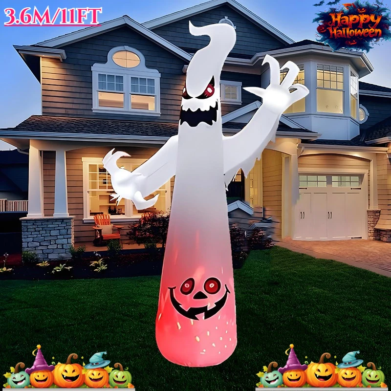 

3.6M Halloween Outdoor Inflatable Toys Flame White Ghost Built in Led Light Holiday Decorations Festival Indoor Garden Ornament