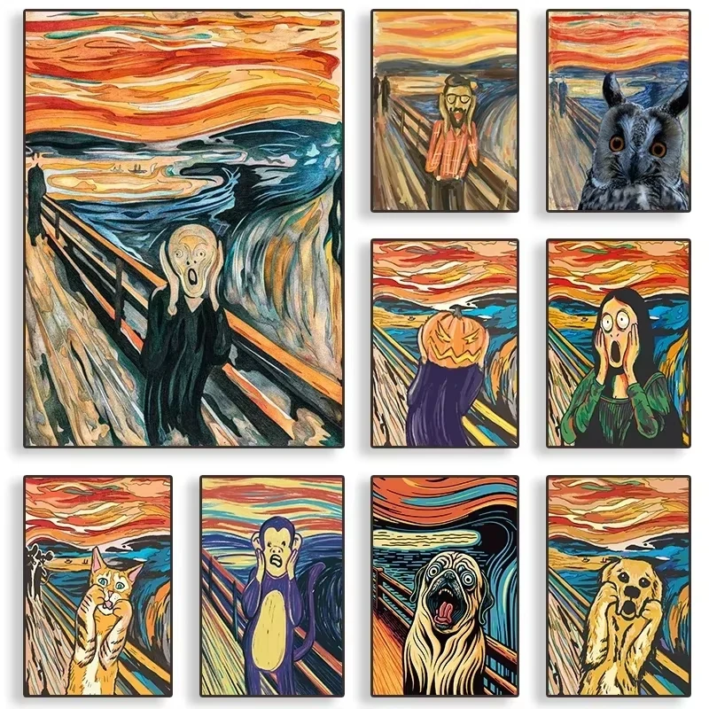 

1000PiecesJigsaw Puzzle Edvard Munch The Scream Funny Cat Dog Parody Art For Adults Family Fun Relaxing Brain Teaser Gift
