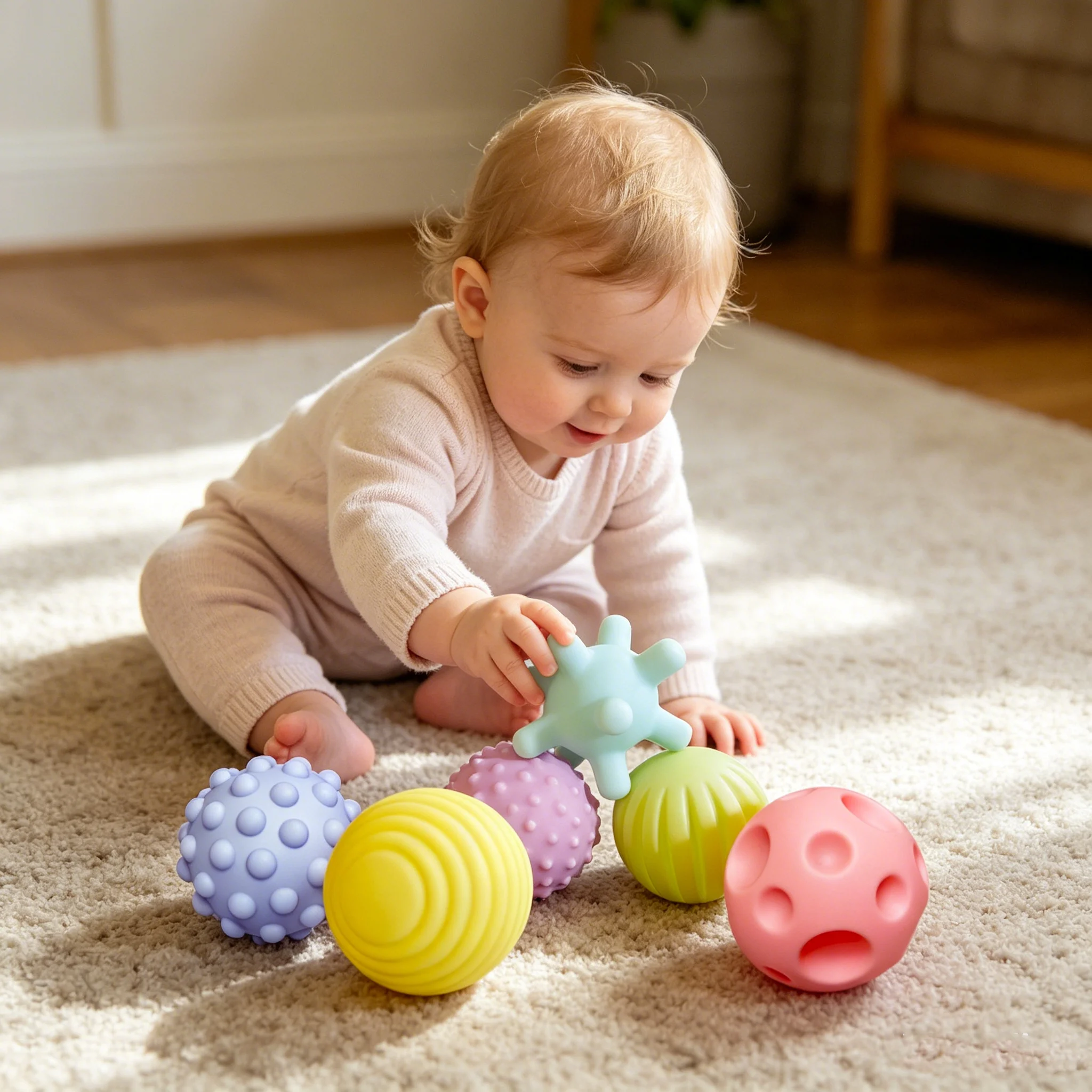 Baby Sensory Balls 6-Pack Textured Soft Foam Balls for Early Development, Tummy Time Toys for Infants Toddlers