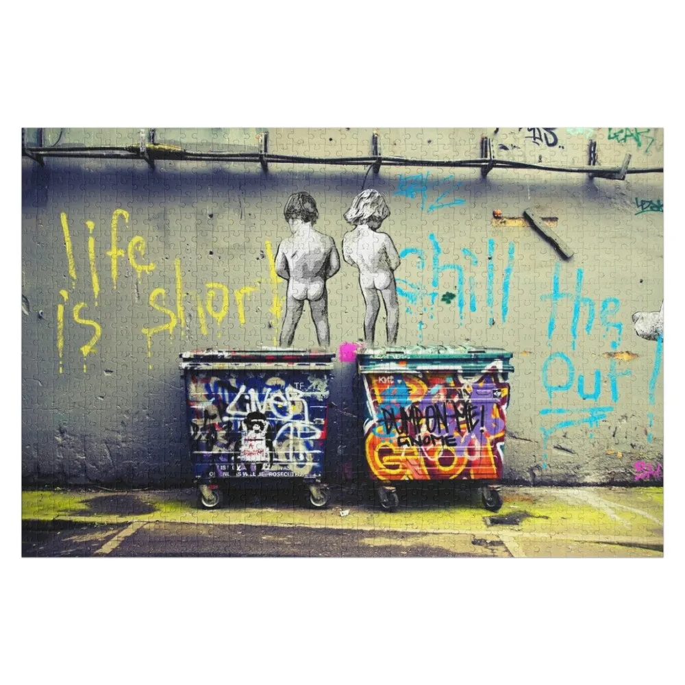 

Life Is Short Chill The Duck Out - Banksy Jigsaw Puzzle Customized Picture Personalized Gift Married Puzzle