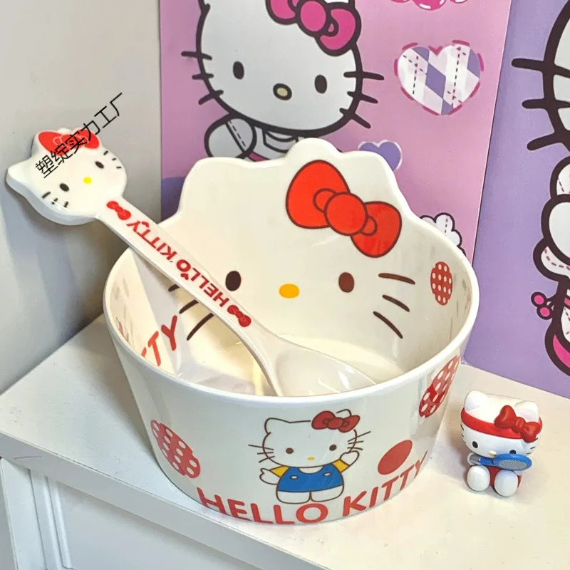 

Sanrio миска для лапши быстрого приготовления Hello Kitty Cinnamoroll аниме мультфильм милая домашняя девушка салат студенческая хозяйка есть еда посуда