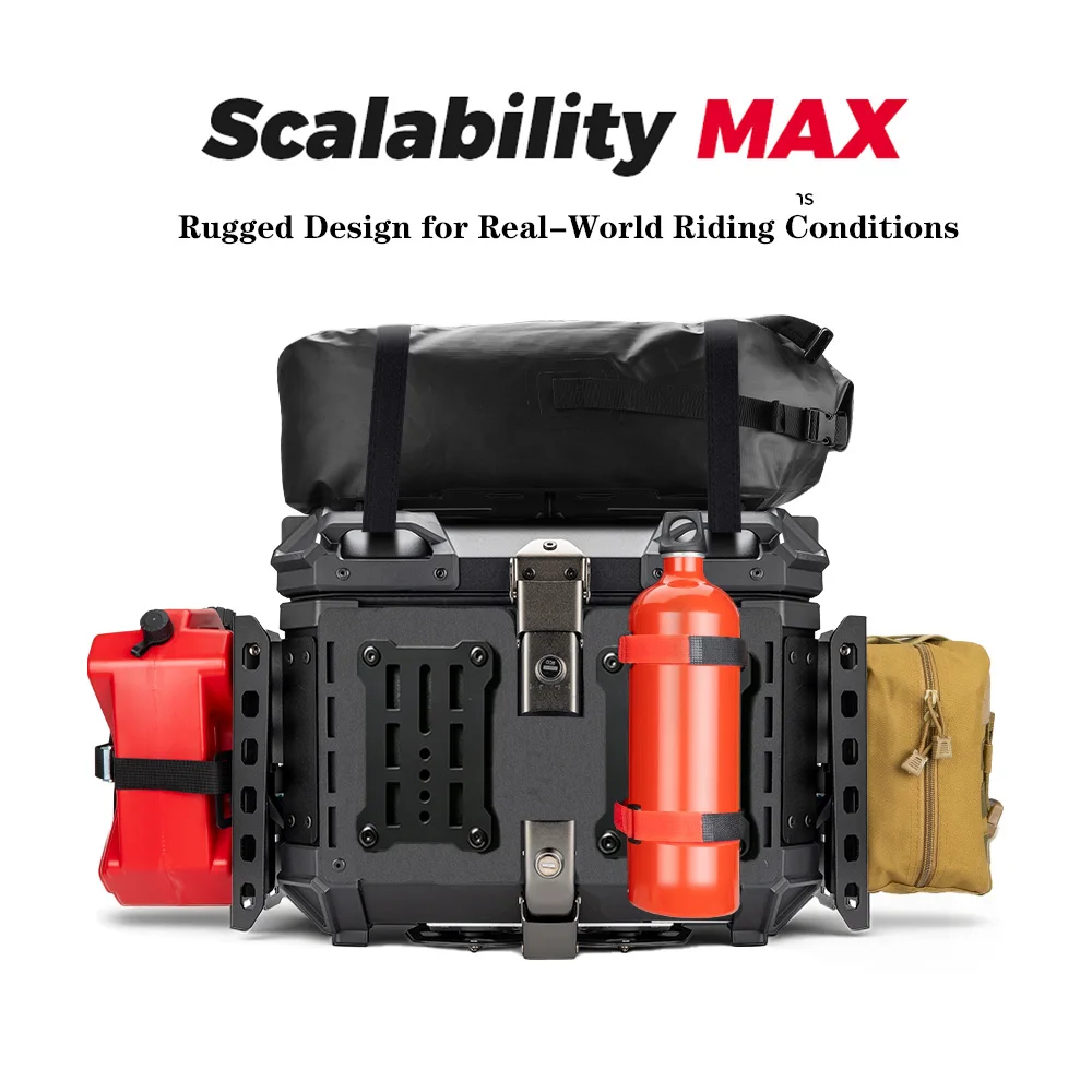 Universal Folding Aluminum Motorcycle Tail Box Trunk Top Case Quick-Mounting Molle Panel Tactical Storage Box Modular Organizer view 2