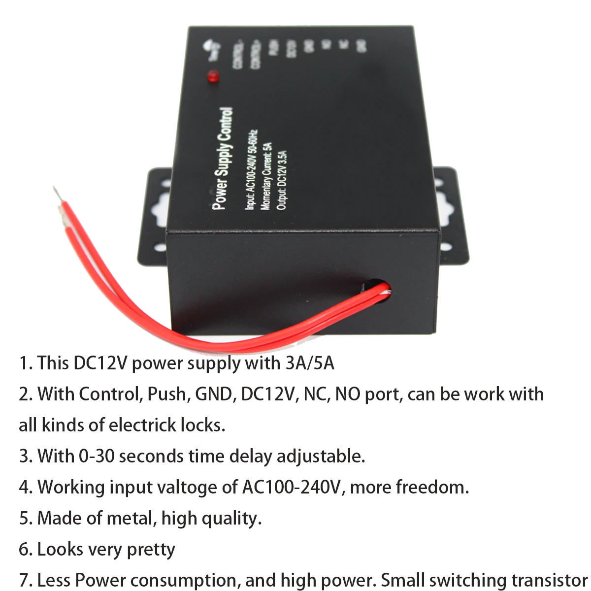 Door Access Power Supply Control Switch 3A 5A AC100V-240V Input NO/NC Output DC12V Electronic Lock Power Supply