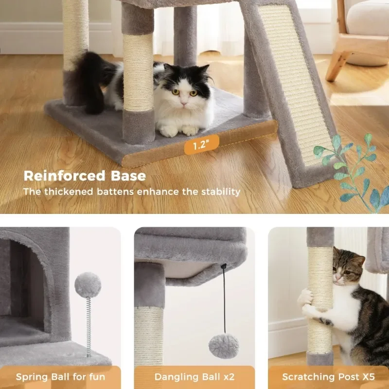 69" Cat Tree Large Cat Tower Multi-Level Cat Scratching Post Tower,