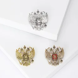 Vintage Double-headed Eagle Brooches Metal Russia Badge Punk Crown Suit Feast Lapel Pin Men Clothing Accessories Daily Gift