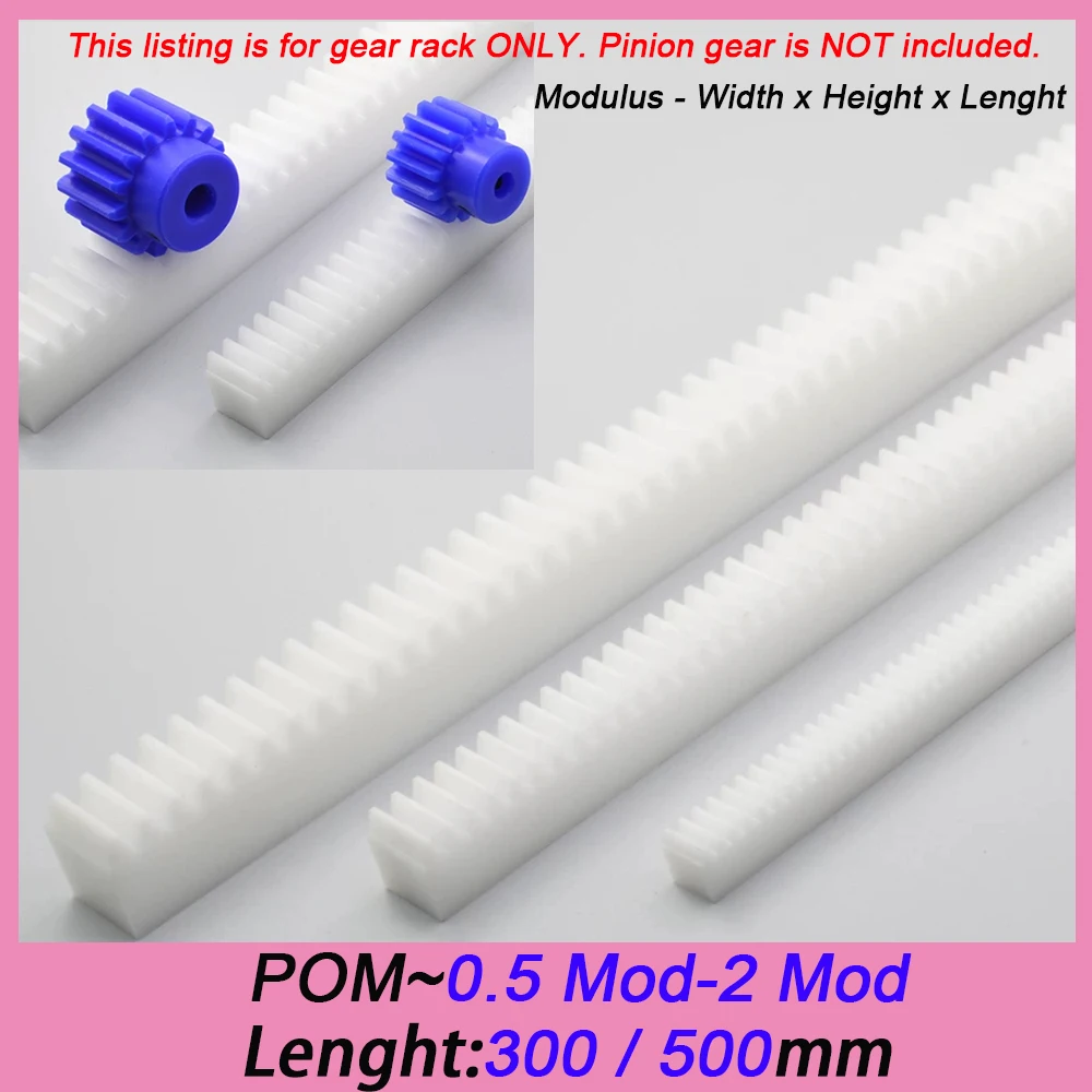 1Pc Length 300/500mm White POM Gear Rack Transmission Plastic Rack 0.5/1-4 Modulu DIY Model Makeing Drive Materials Accessories