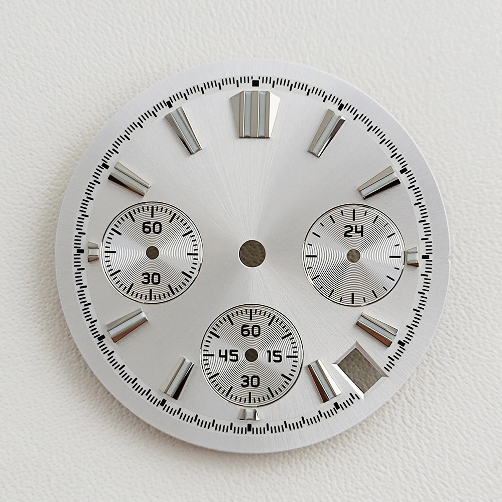 29.5mm dial VK63 dial custom logo dial with blue glow in the dark effect suitable for VK63 quartz movement watch accessories