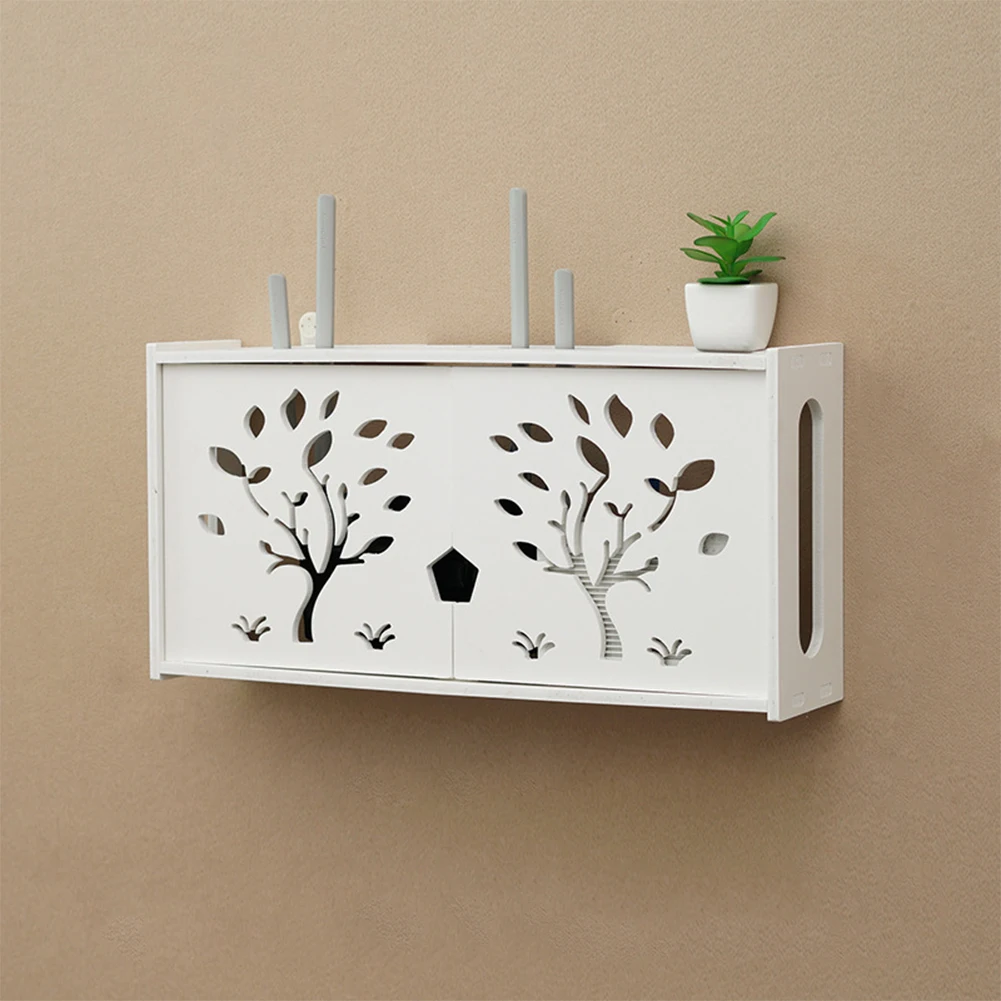 Large Wireless Wifi Router Storage Box PVC Panel Shelf Wall Hanging Plug Board Bracket Cable Storage Organizer Home Decor