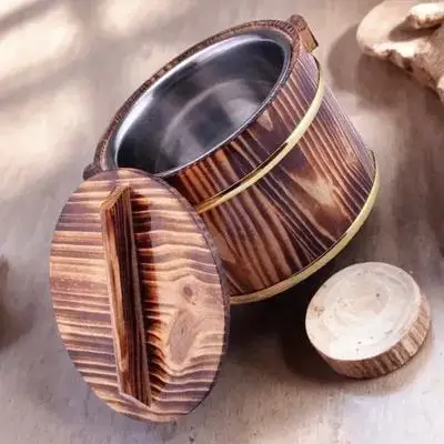 

Wooden Rice Bucket Sushi Containers Lid Bowl Vegetable Bucket Practical Wooden Barrel Tofu Bowl Home Hotel Restaurant