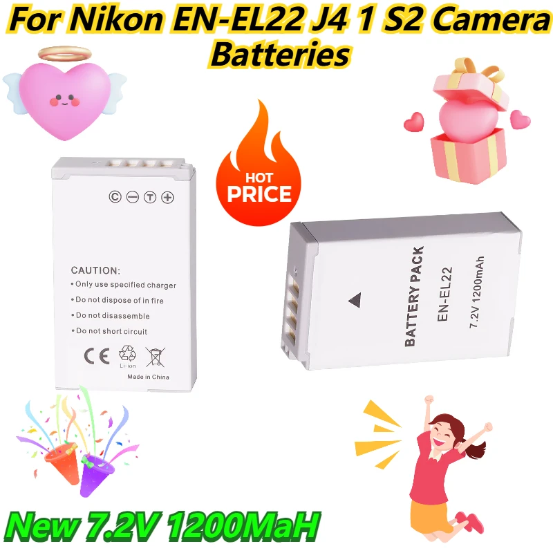 

New 7.2V 1200MaH For Nikon EN-EL22 J4 1 S2 Camera Batteries