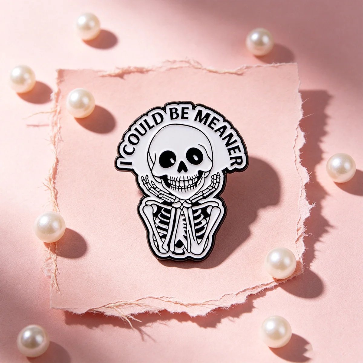 I Could Be Meaner Skeleton Enamel Pin Sarcastic Quotes Lapel Pin Badge on Backpack Clothing Accessories Fashion Jewelry Gifts