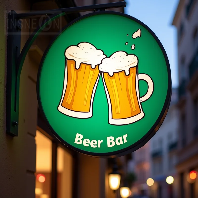 

Custom Round Acrylic LED Light Box for Spas Waterproof Double Sided Beer Bar Light Sign Illuminated Wall Mounted