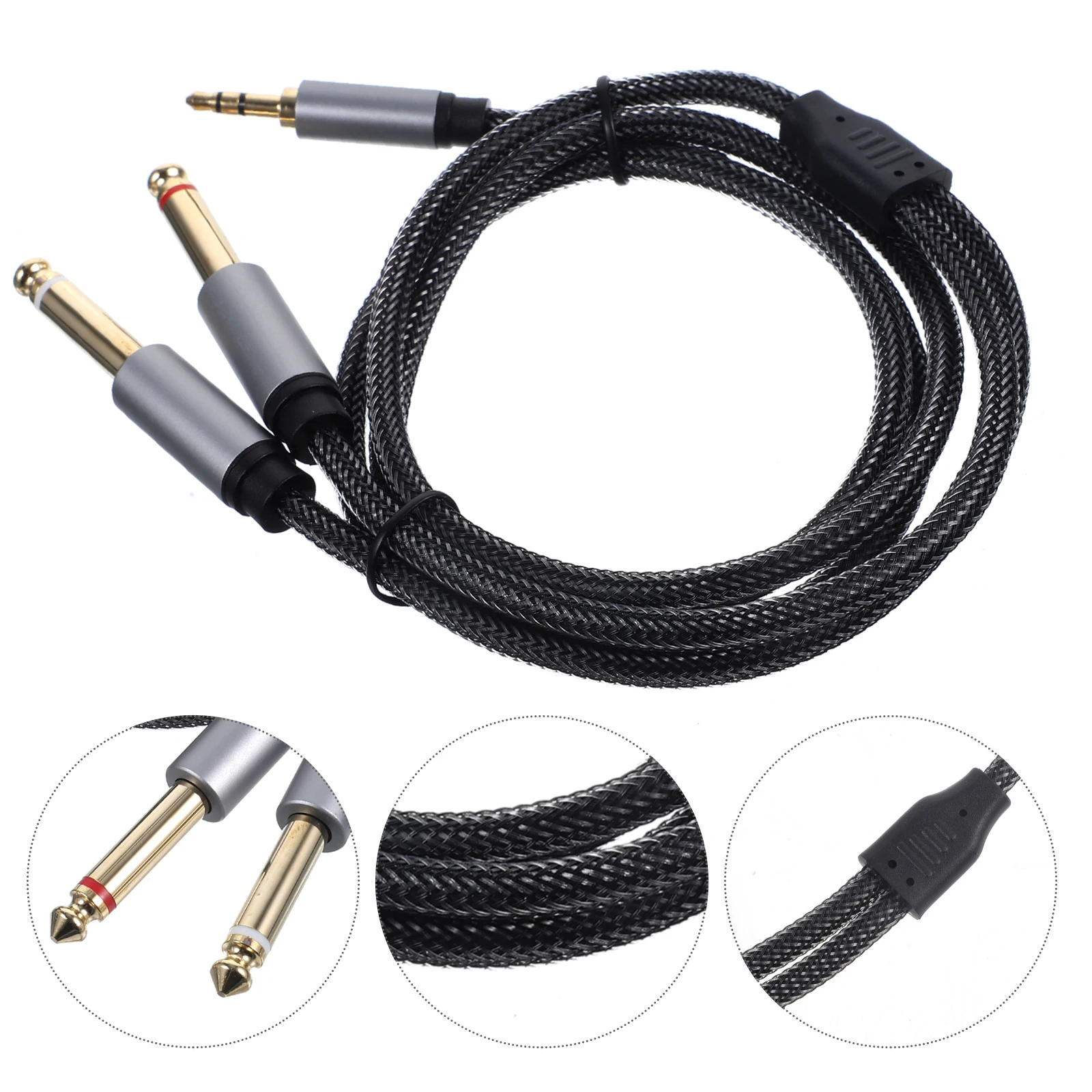 

TRS to Cable 3.5mm to Dual 6.35mm Audio Splitter Adapter for Phone Tablet Speaker Gold Plated Durable Audio Cable