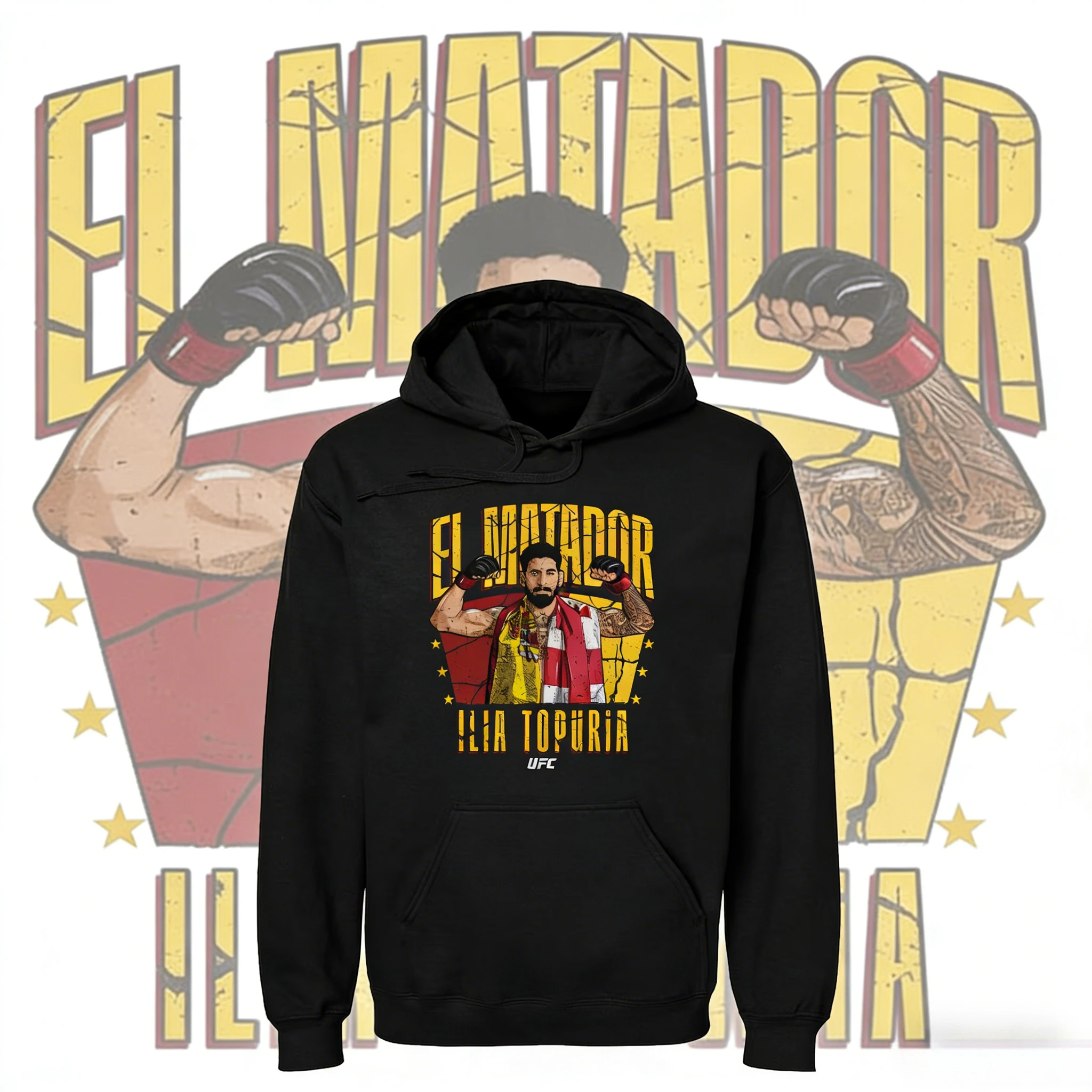 

2025-26, осенне-зимняя толстовка с капюшоном и периферийным рисунком UFC, свободная толстовка с принтом из 100% хлопка для мужчин и женщин