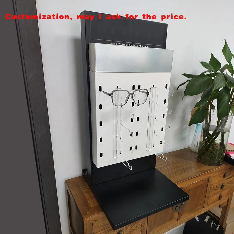 custom.Mingtang Eye Glass Shop Counter Top Metal Glasses Display Stand with Acrylic Hooks