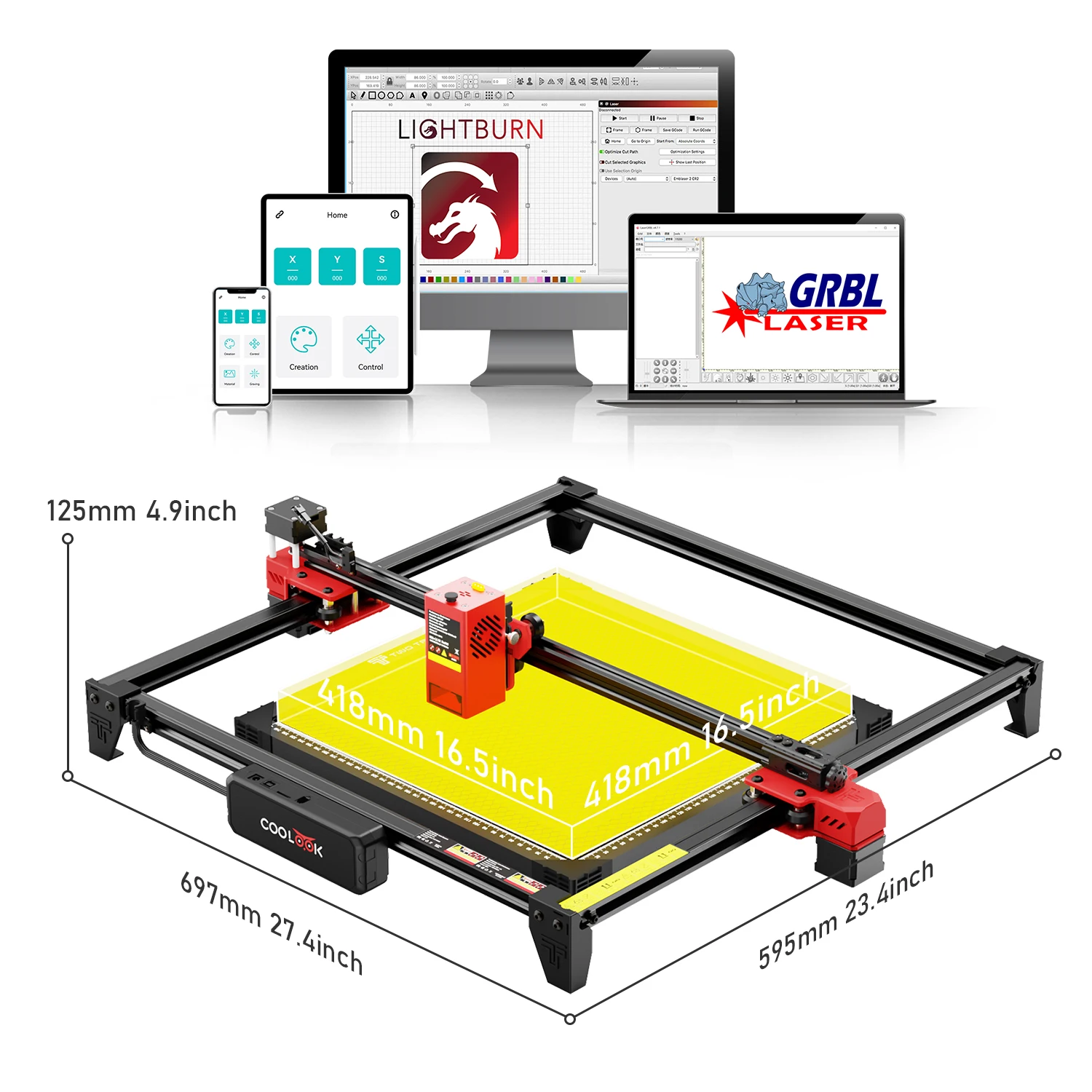 

COOLOOK CK1-20 20W Engraving Machine WiFi Control Metal Glass Acrylic Wood Engraver & Cutter
