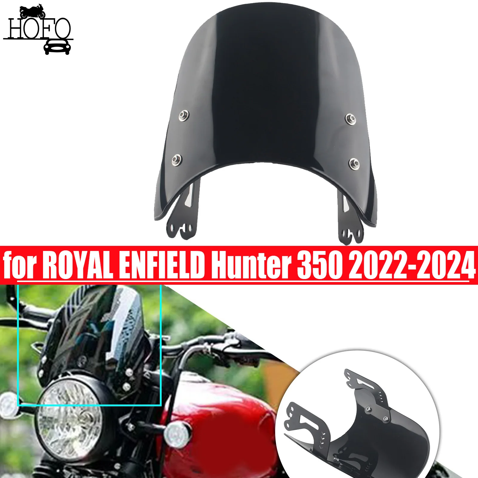 

Дефлекторы лобового стекла мотоцикла, сниженное сопротивление ветру из ПК для Hunter 350 2022 2023 2024